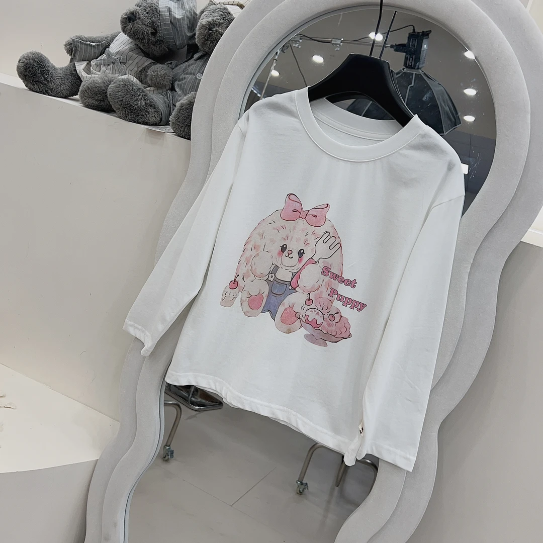 W童品，（福利款）长袖打底衫白色兔子