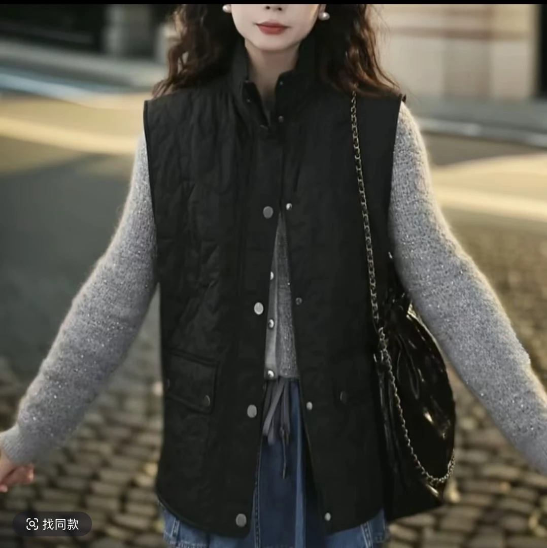 官方正品新款时尚潮流休闲立领百搭新雪丽棉服马夹女540071