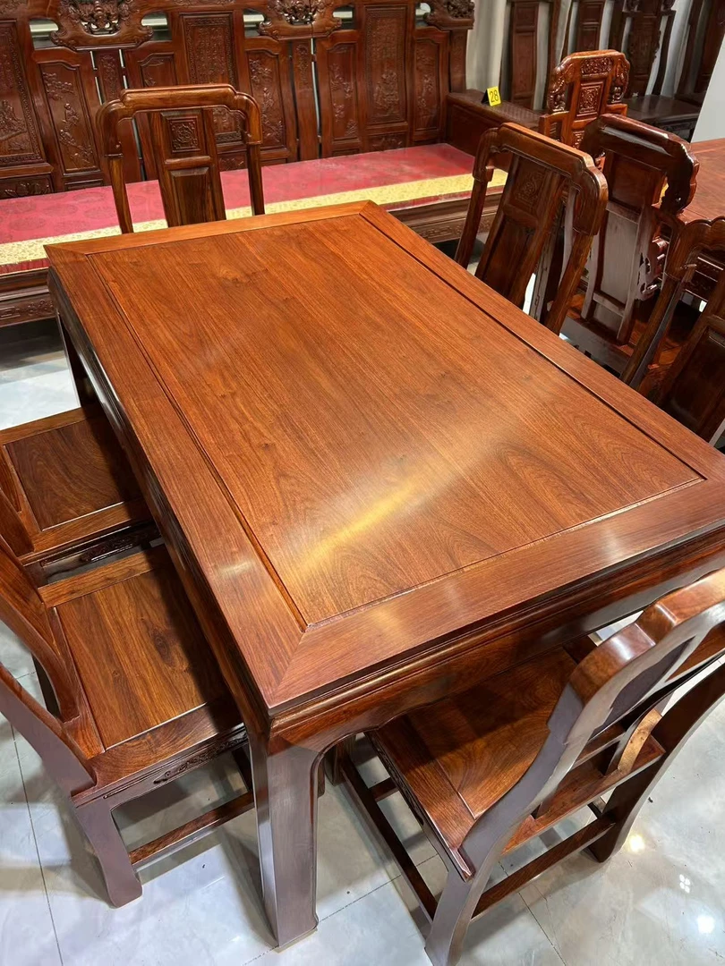 特价素面国标红木刺猬紫檀餐桌椅非洲花梨木家具