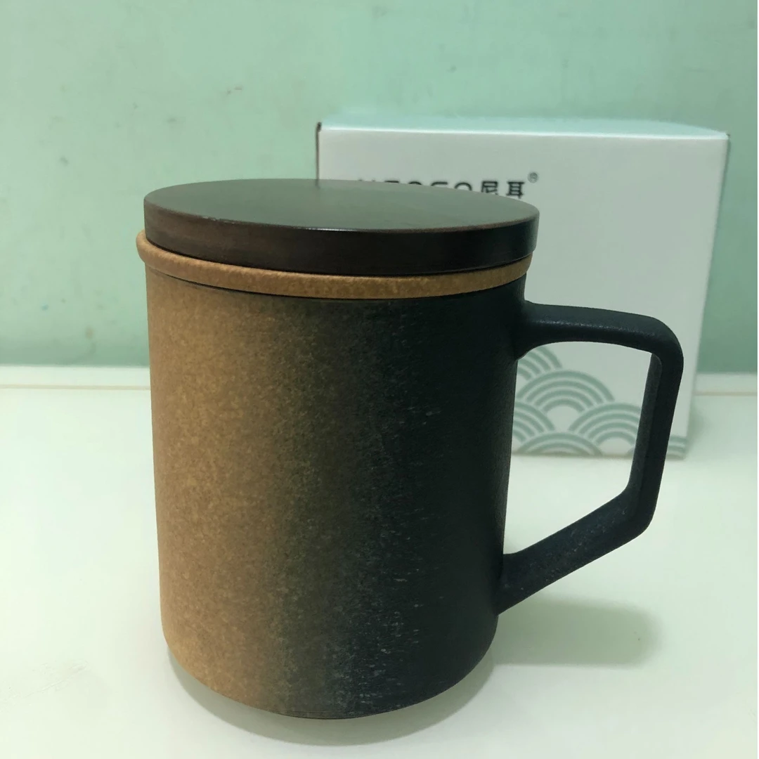 【正品代购】新乡大小胖超市尼耳情侣黑色办公杯陶瓷材质水杯咖啡杯