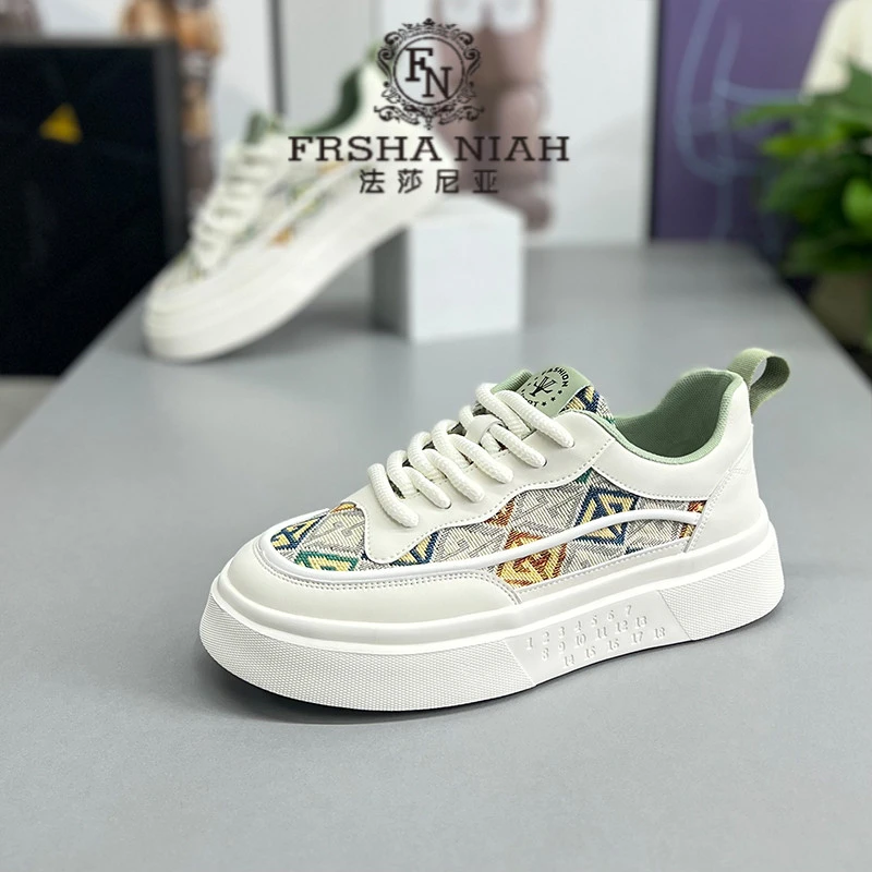 法莎尼亚男鞋百搭板鞋新款透气布面小白鞋男士潮流休闲板鞋