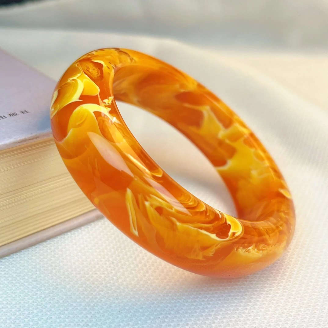 非金属树脂手镯 「正品」妖花金药珀手镯老料子时尚紫杉醇手镯2.0