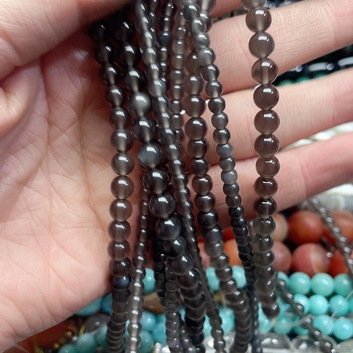 玛瑙/玉髓珠宝半成品未镶嵌一条4-6mm冰耀