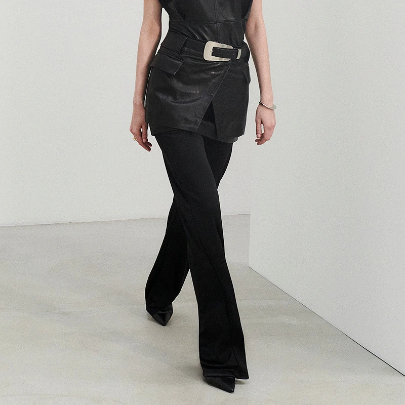 IRO Night 黑色长裤修身微喇职场黑西裤极简法式轻奢25春夏新款