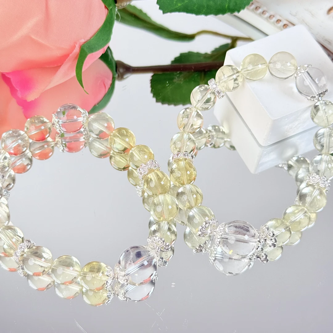 【1332 小黄晶】黄水晶白水晶手串11-13mm面小仙多样性发其一Z