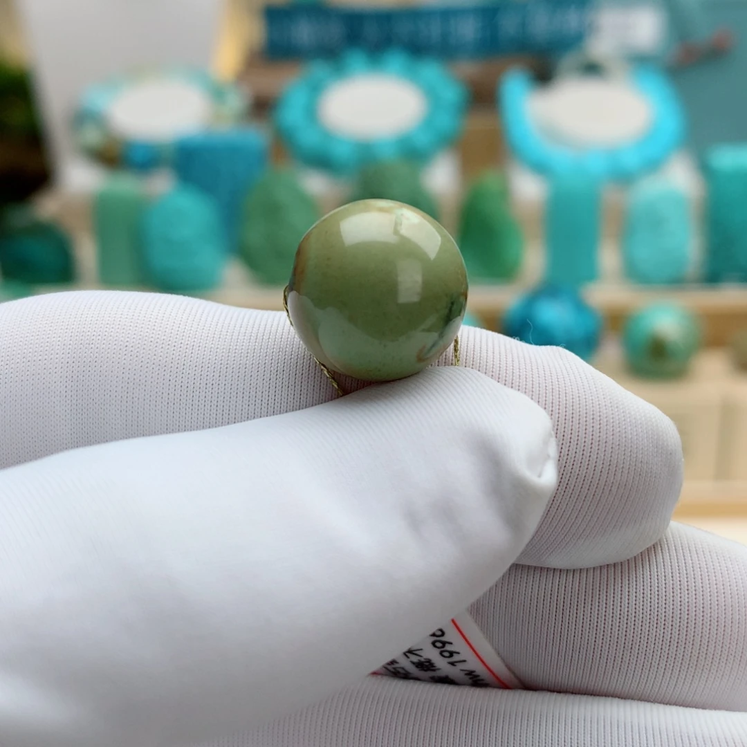 绿松石未镶嵌挂件菜籽圆珠