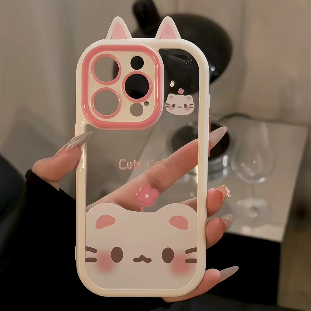 花朵Jellycat小猫适用苹果16华为p70vivo小米15oppo奶油手机壳