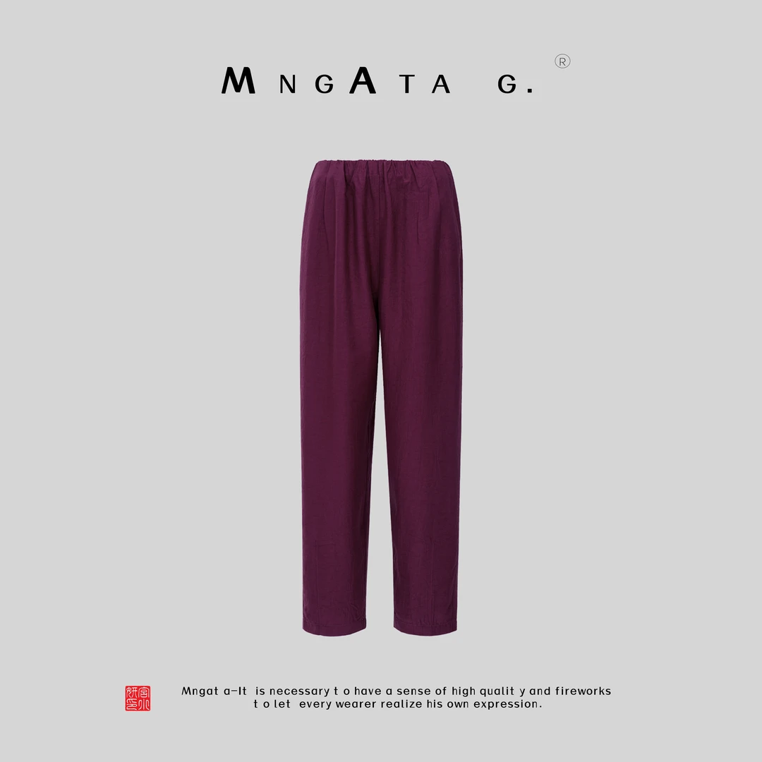 MNGATA G.宫小妍【老钱奶奶裤】醋酸25春新中式中国风长裤5021981