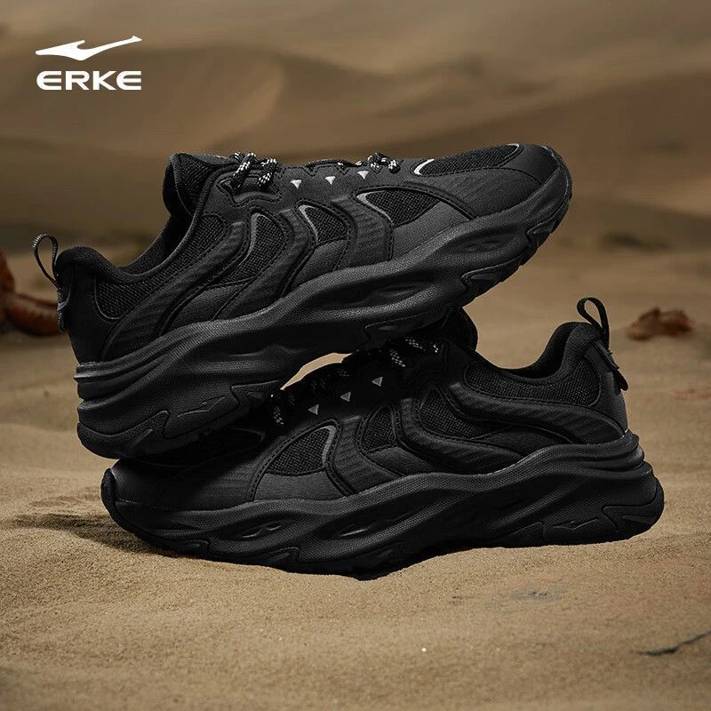 鸿星尔克赤帝2男鞋夏季新款黑色运动鞋网面透气潮流老爹鞋休闲鞋