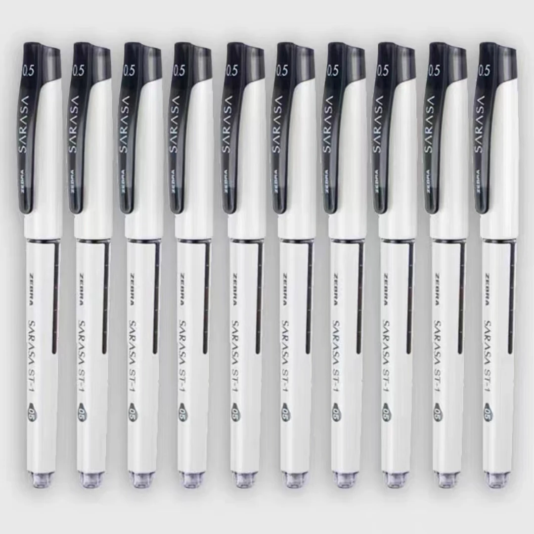 日本ZEBRA斑马中性笔盖帽签字笔JJZ58考试黑水笔0.38黑白杆