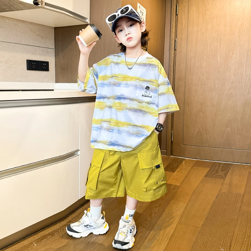 男童夏季套装2025新款夏装中大童儿童男孩夏款痞帅网红炸街薄款潮