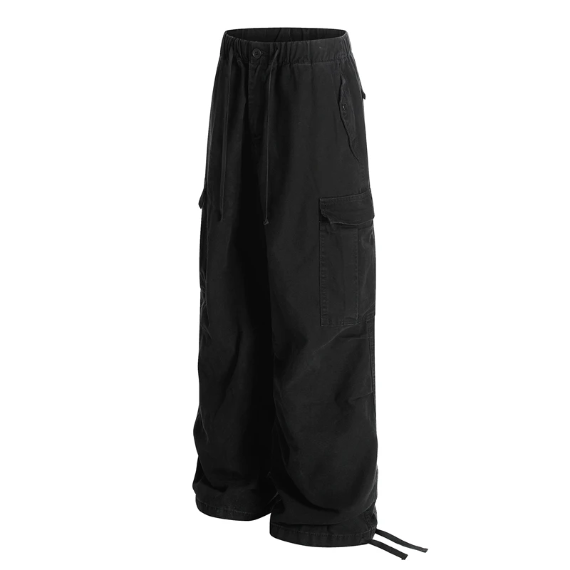 美式复古做旧宽松直筒多口袋工装裤户外登山休闲裤抽绳长裤潮牌男