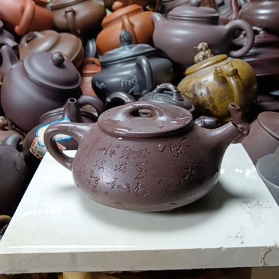 茶壶紫砂宜兴原矿天青柴烧手工320CC宗紫砂