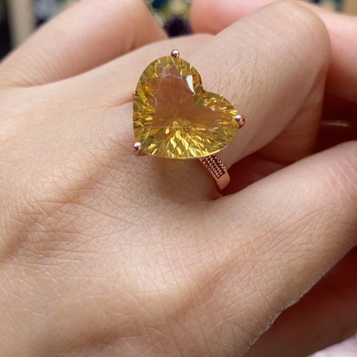 水晶戒指银S925镶嵌天然水晶戒指