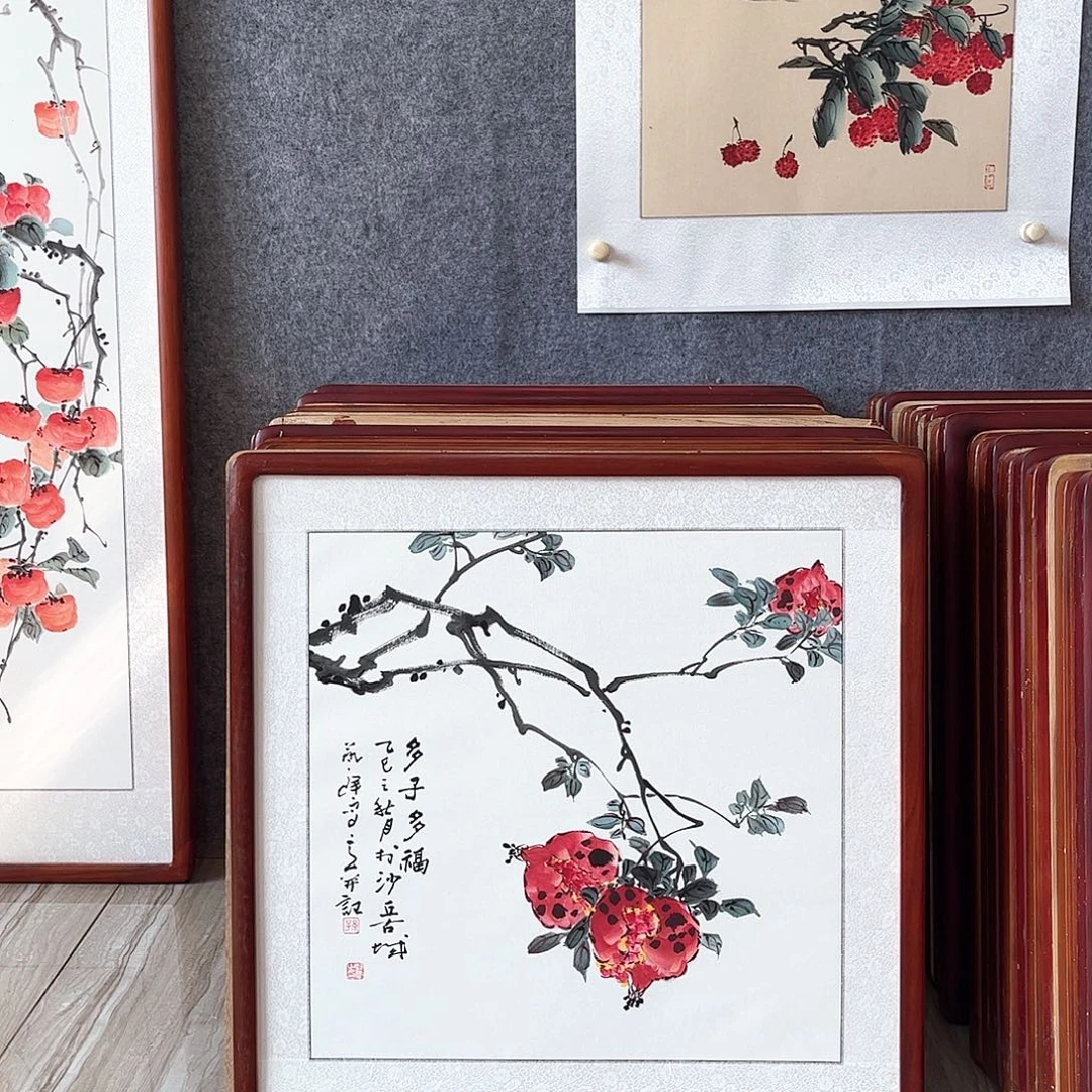 国画书画作品带框63×63