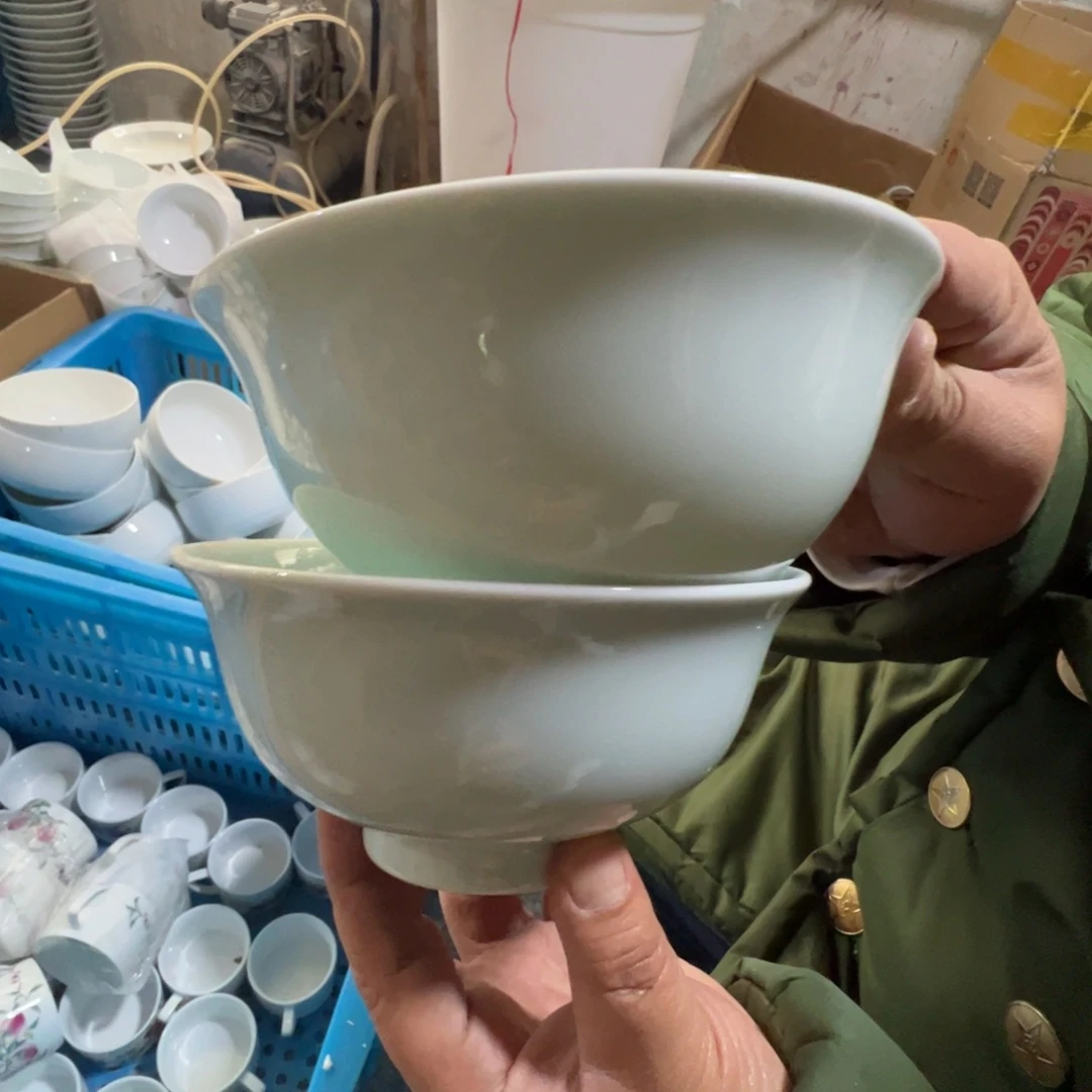 瓷景德镇高温陶瓷玉泥胎影青面碗2个