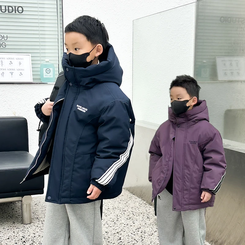 【机洗不成坨】男女童秋冬新款加绒加厚宽松连帽厚棉服一体绒保暖