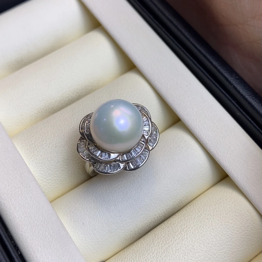 友***淡水珍珠戒指银S925镶嵌特价