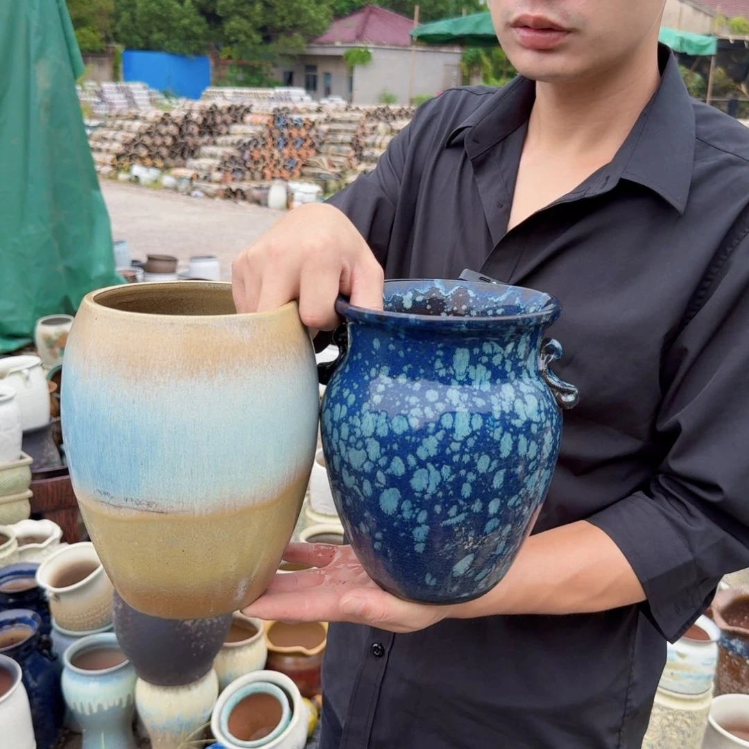紫砂花盆瑕疵口17高17左右随机发两个