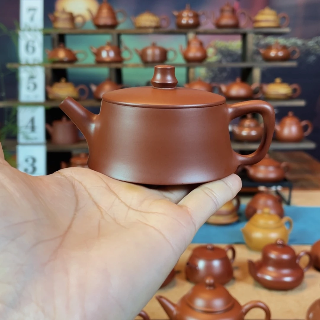 茶壶紫砂你***鱼潮州手工手拉朱泥云柱壶