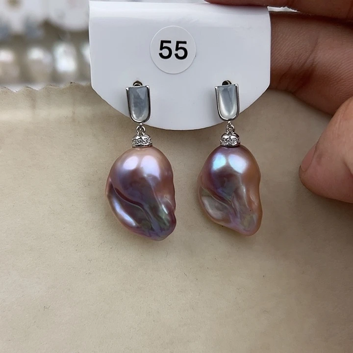 未镶嵌淡水珍珠耳饰竹**凸