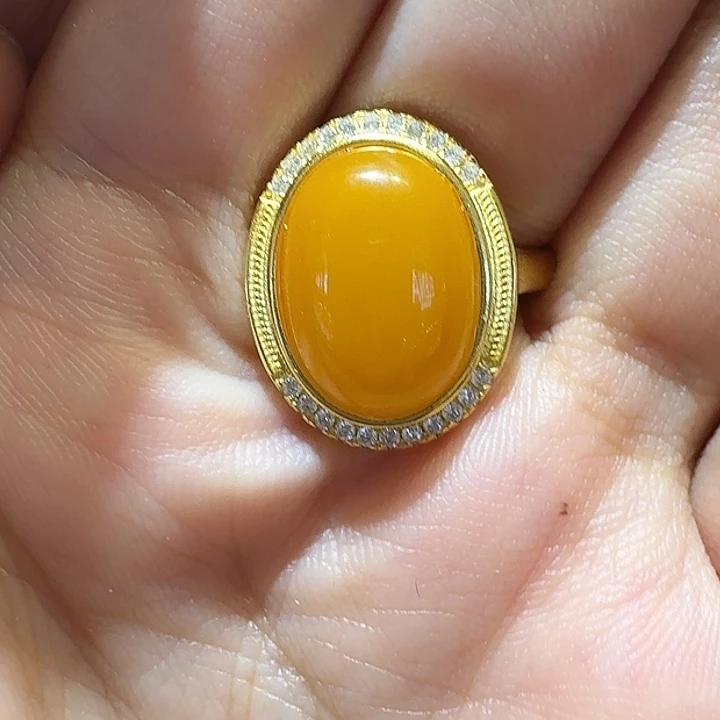 用***6蜜蜡银S925镶嵌戒指戒指