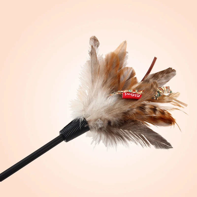 高弹力贵为羽毛GiGwi玩具逗猫棒防滑蓝线球羽毛手持长毛绒魔力猫