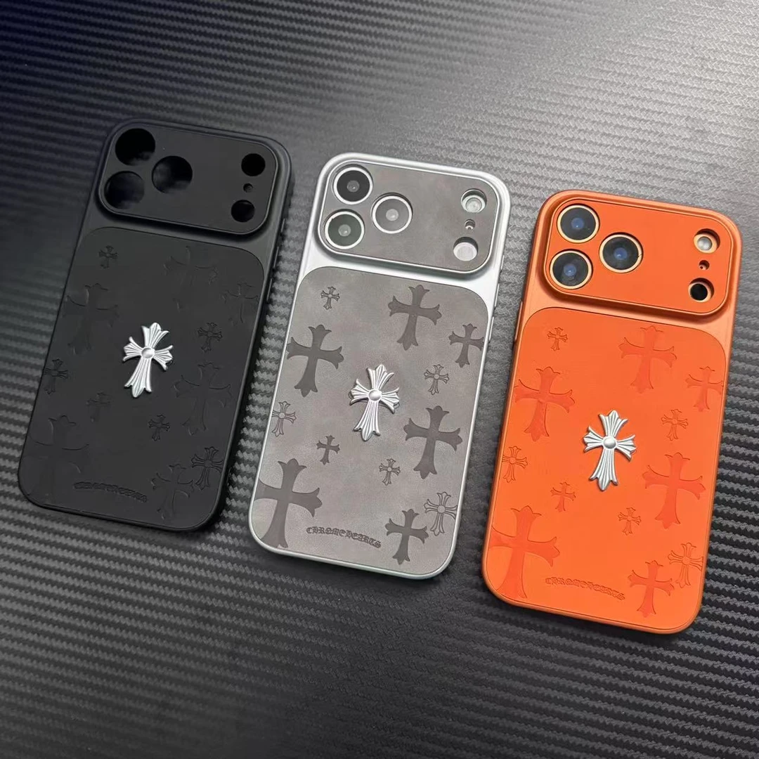 欧美潮牌皮质立标克罗心适用苹果17promax手机壳iPhone16/15/14