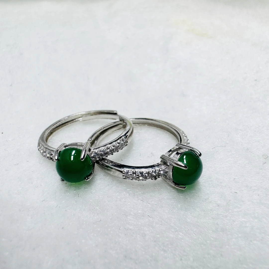 S银天然玛瑙玉髓戒指-多样发一/x317