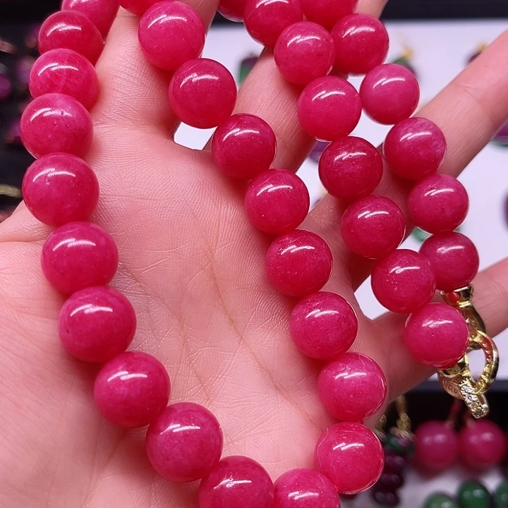 红宝石蔷薇项链银S925镶嵌