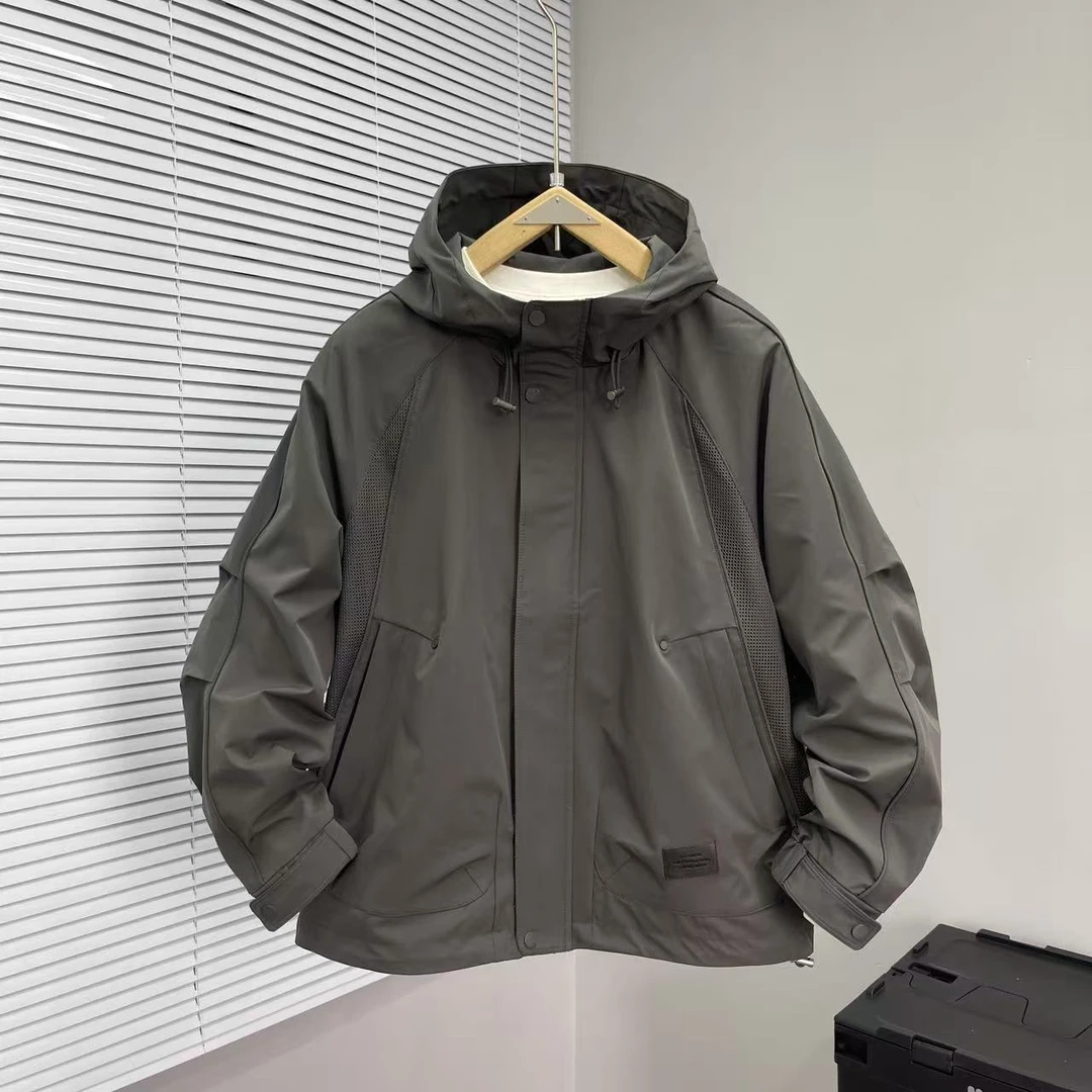 秋季新款男士连帽夹克上衣韩版潮牌户外冲锋衣痞帅休闲宽松外套潮