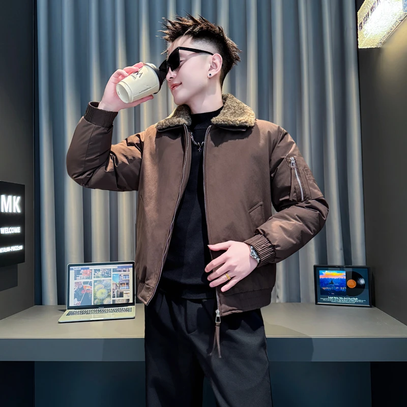 羊羔绒领棉服男款冬季2025新款高级感男装棉衣外套加厚保暖棉袄子