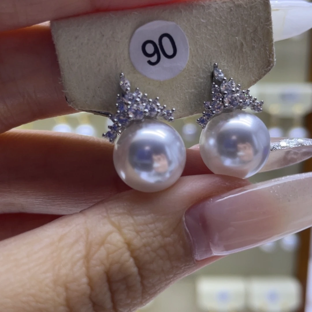 淡水珍珠耳饰银S925镶嵌