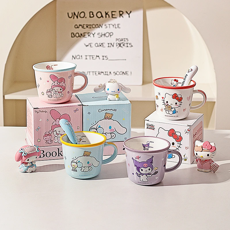 【摩登主妇】三丽鸥儿童水杯家用杯子陶瓷马克杯可爱早餐杯刻度牛奶