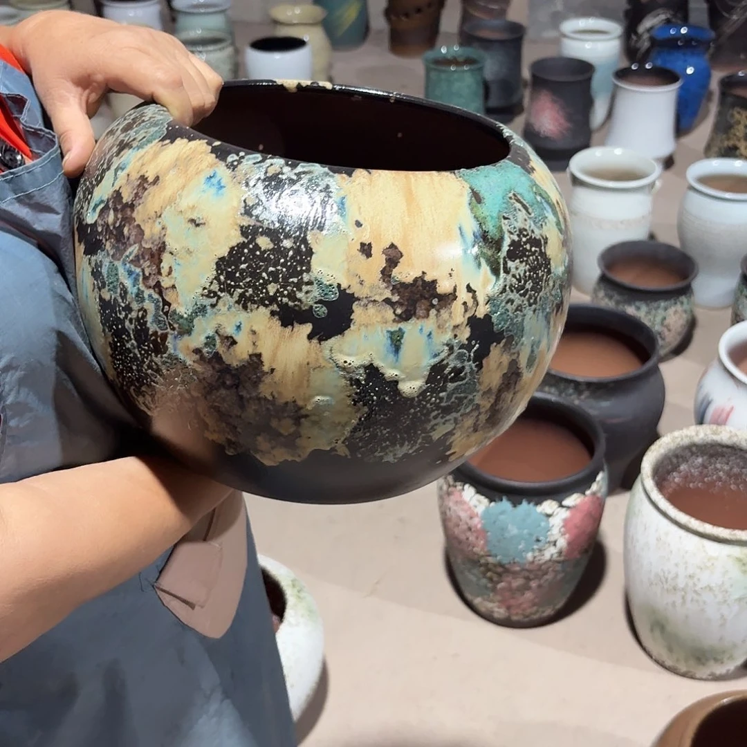 紫砂花盆口21高23
