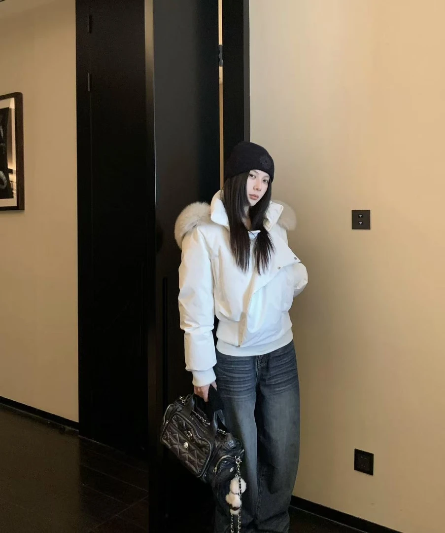 【90白鸭绒】短款女连帽立领冬季羽绒服MM10062