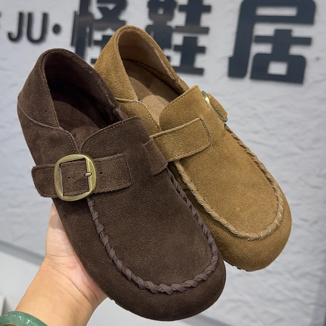 「雯姐家」踩跟小金扣内增高厚底休闲勃肯鞋乐福鞋