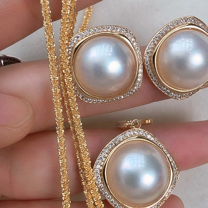 耳饰拼合珍珠（马贝珠）未镶嵌