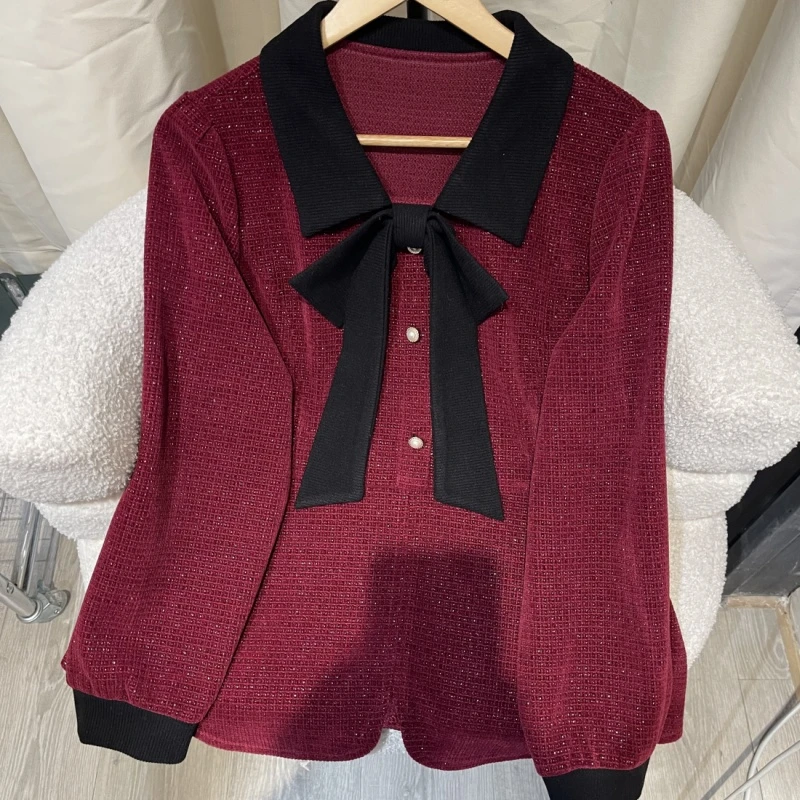 (苹果仅上衣）PWD32652秋冬千金风穿搭高级感上衣大码女装【衣长70