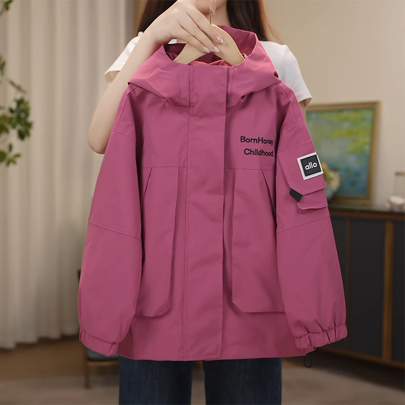 女童秋季外套2025秋季新款小女孩时尚休闲连帽中大童外套Q13808