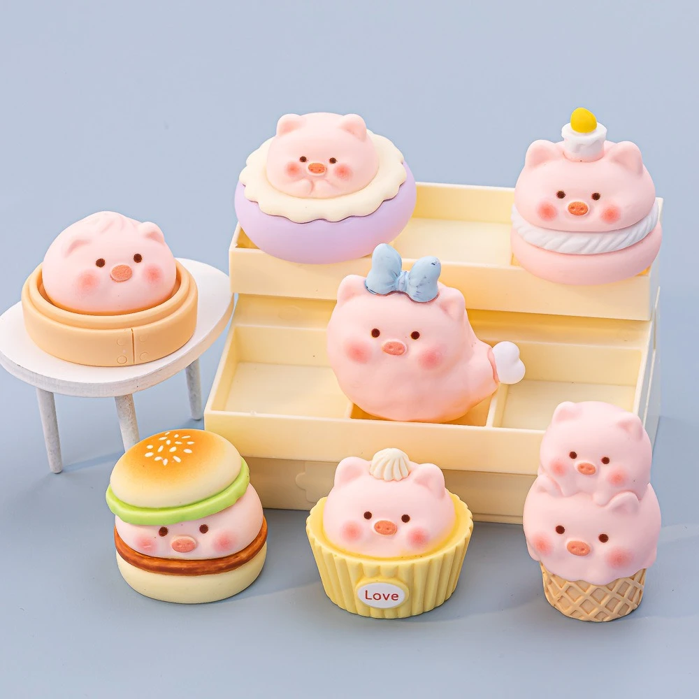 【树脂食玩小猪萌粒】网红创意桌面车载DIY摆件