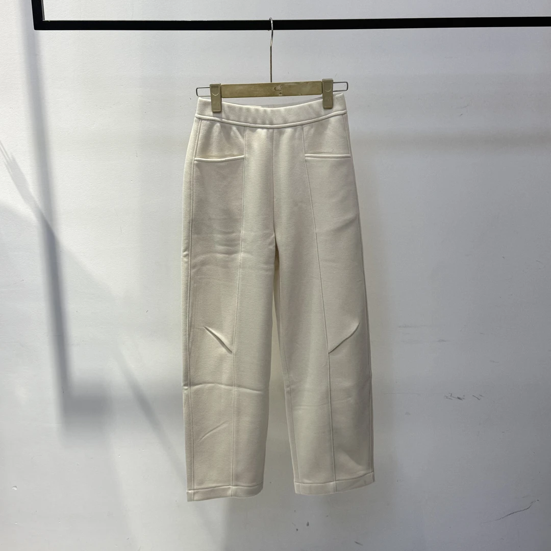 秋冬休闲百搭显瘦松紧腰高腰直筒阔腿醋酸羊毛裤 MZ-83280