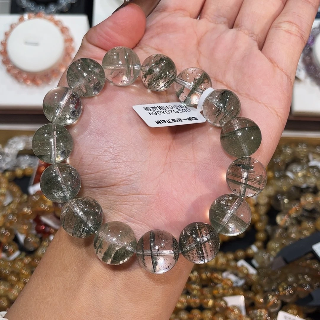 水晶手链未镶嵌千层绿幽灵14.5mm
