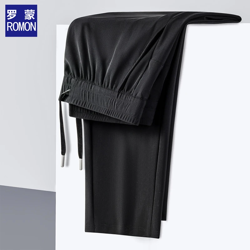 罗蒙男士透气休闲裤夏季新款免烫抗皱时尚潮流百搭宽松直筒裤子男