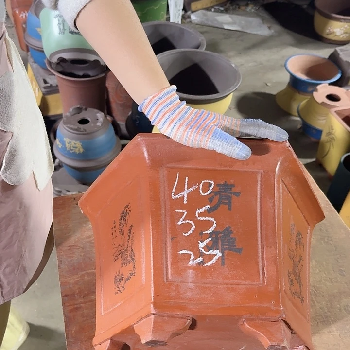 40红清雅六方花盆花盆花盆