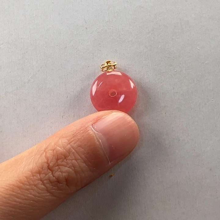 菱锰矿（红纹石）吊坠(赠链)18K金镶嵌雨*?