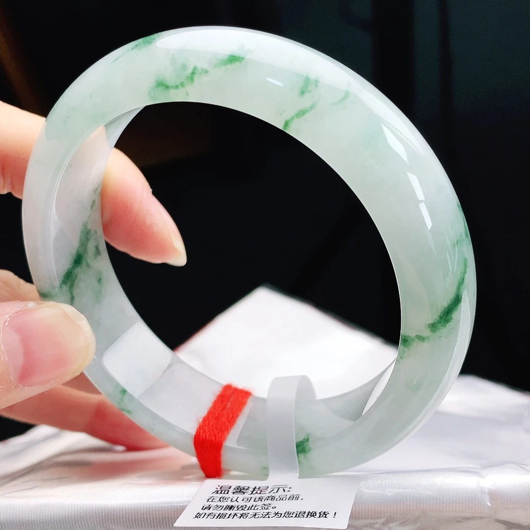 未镶嵌手镯翡翠58+轮胎冰绿花