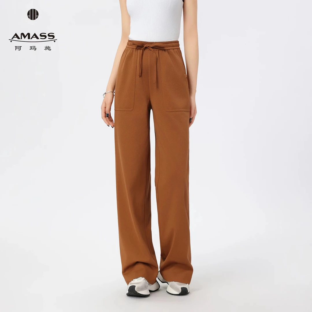 AMASS/阿玛施春夏新款休闲阔腿裤宽松简约垂顺直筒裤女装5100386