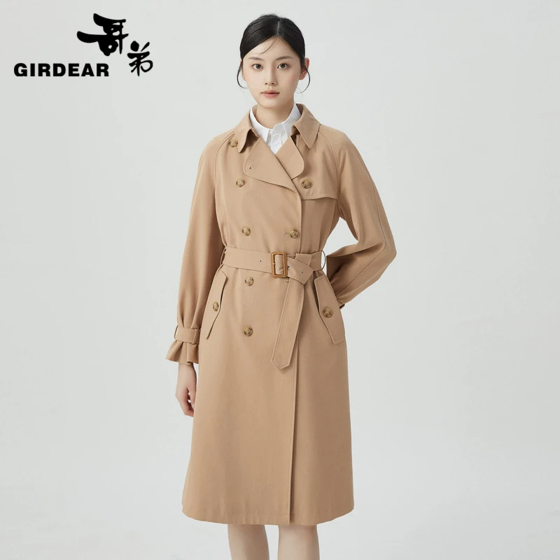 GIRDEAR/哥弟新款品质女装专柜正品赫本风翻领风衣外套1400164