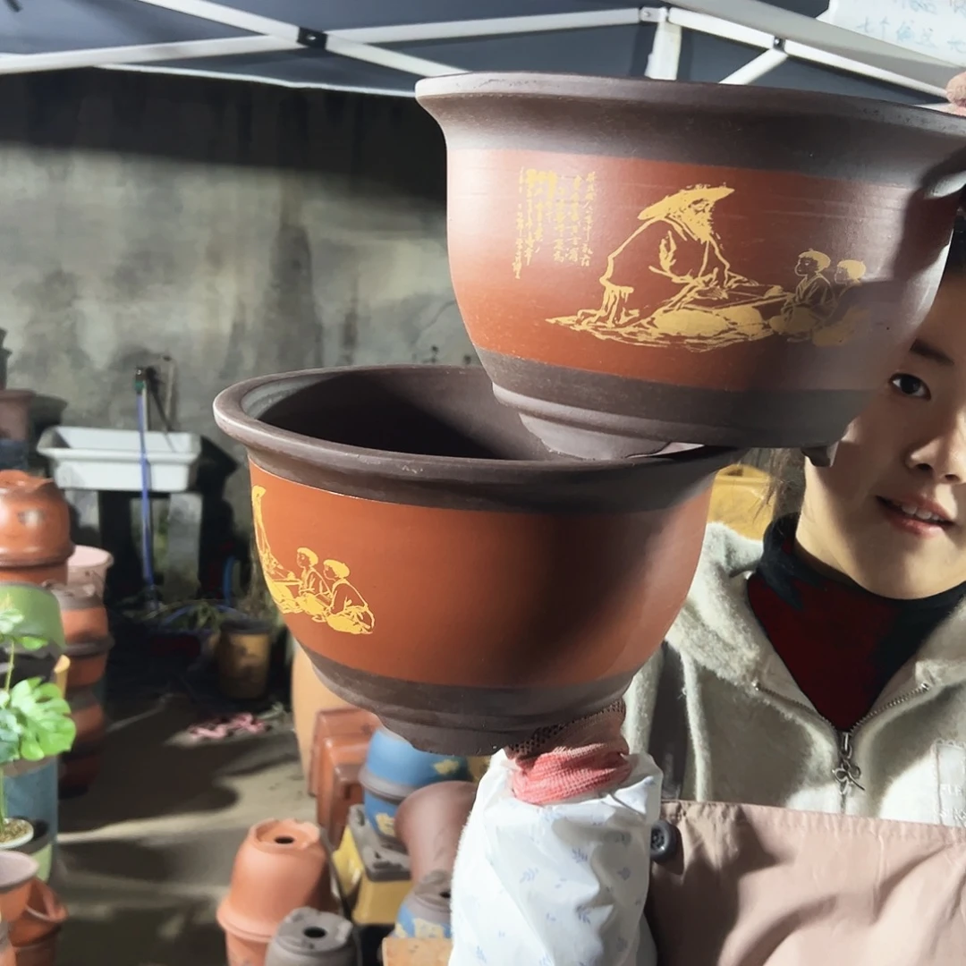 30+30红色孔夫子三角金钟花盆